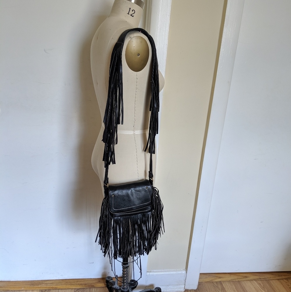 Fringe vegan leather crossbody
